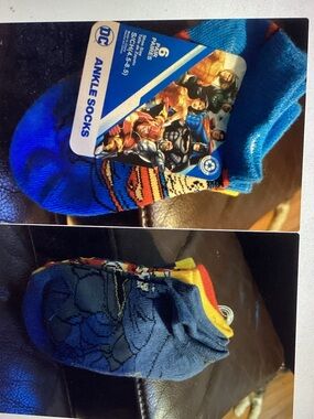 DC Blue and Multicolor Superhero Ankle Socks